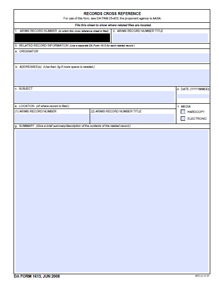 DA Form 1613 form preview
