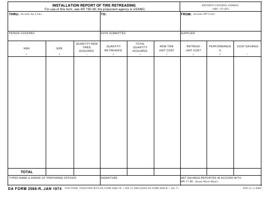 DA Form 2088-R form preview