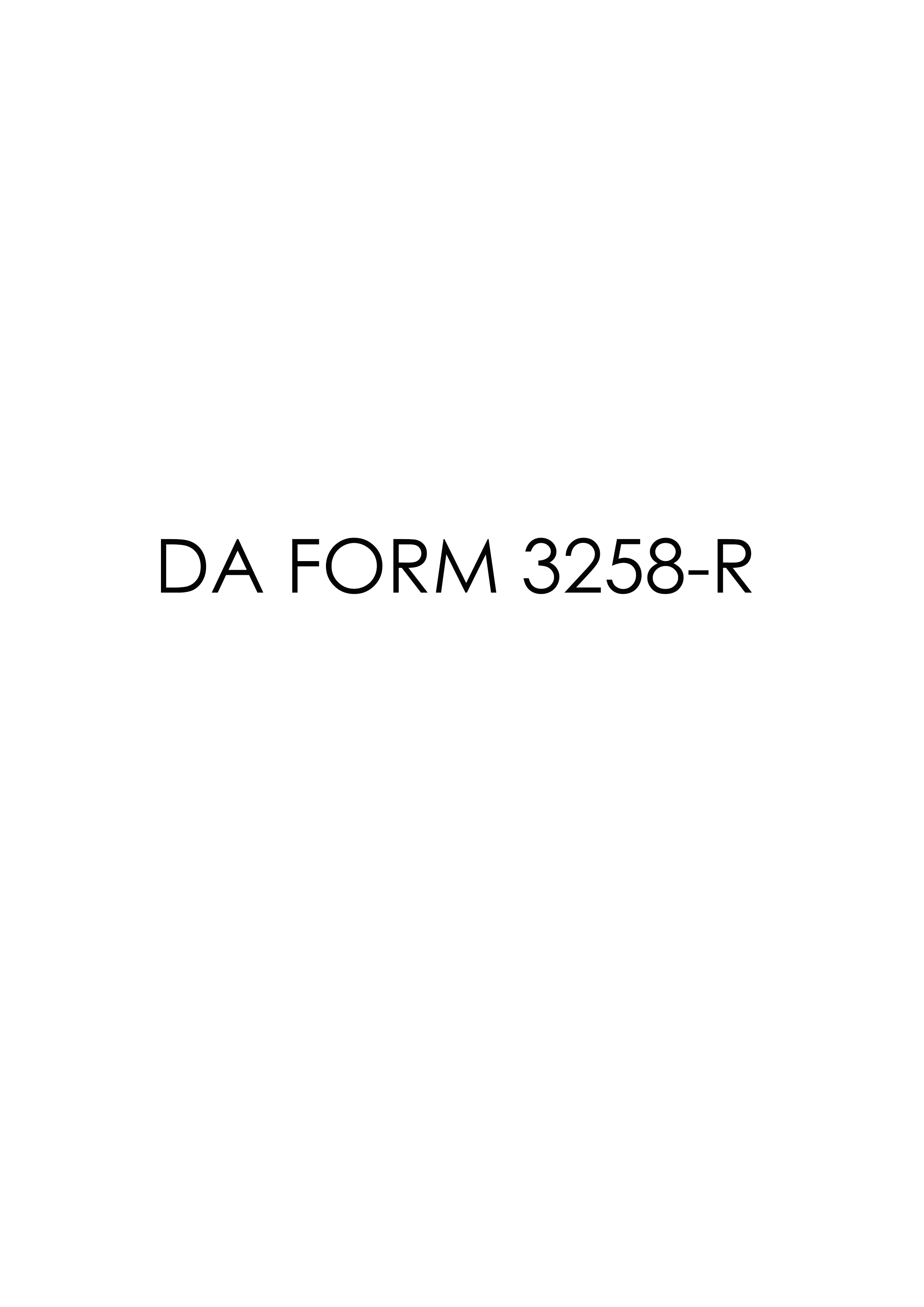 DA Form 3258-R form preview
