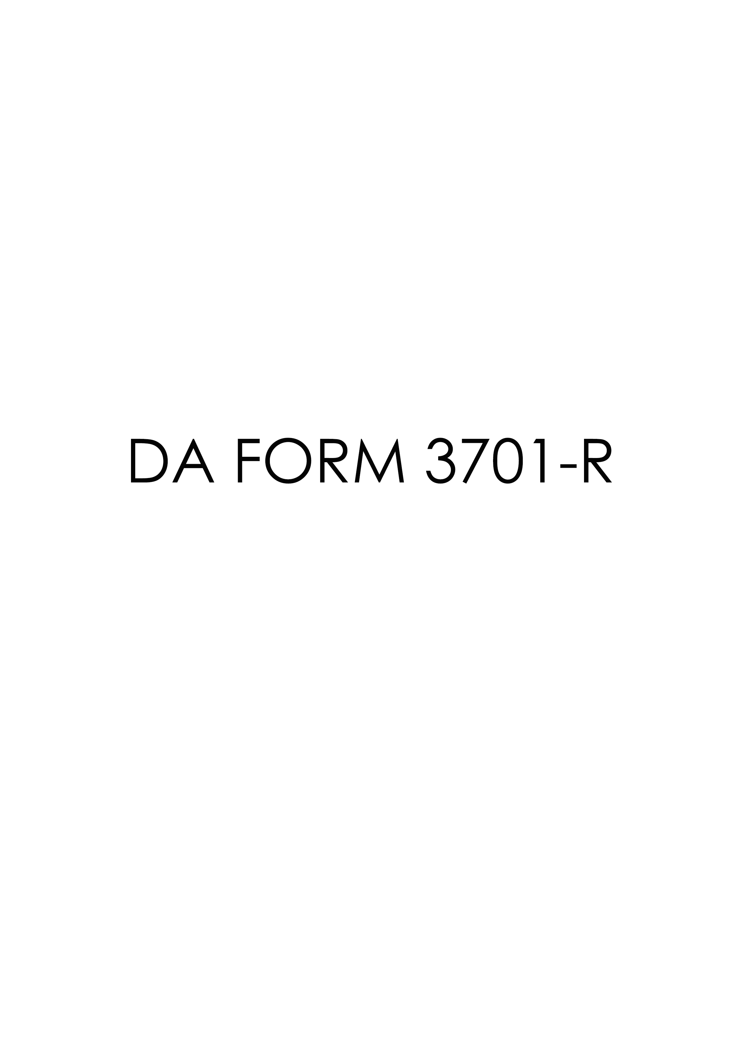 DA Form 3701-R form preview