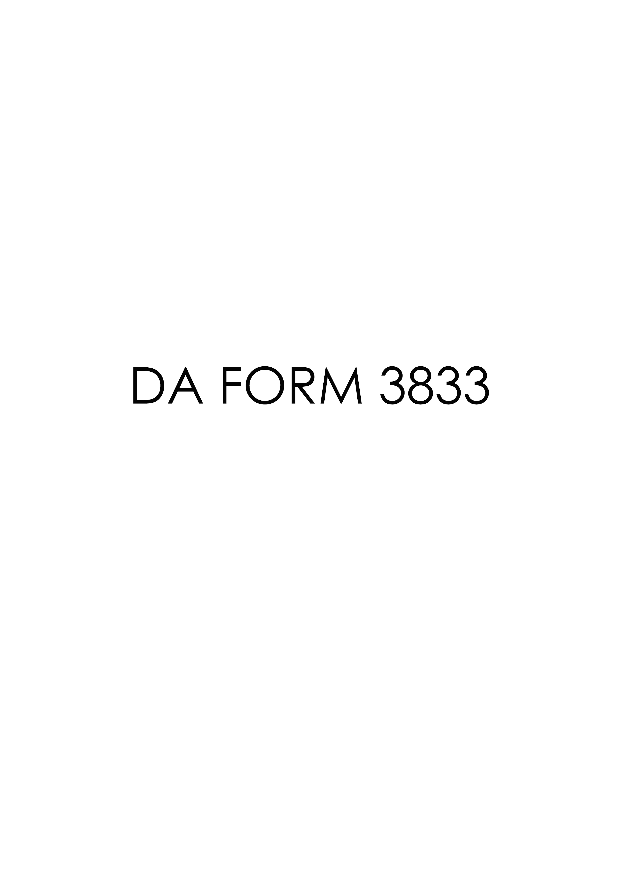DA Form 3833 form preview