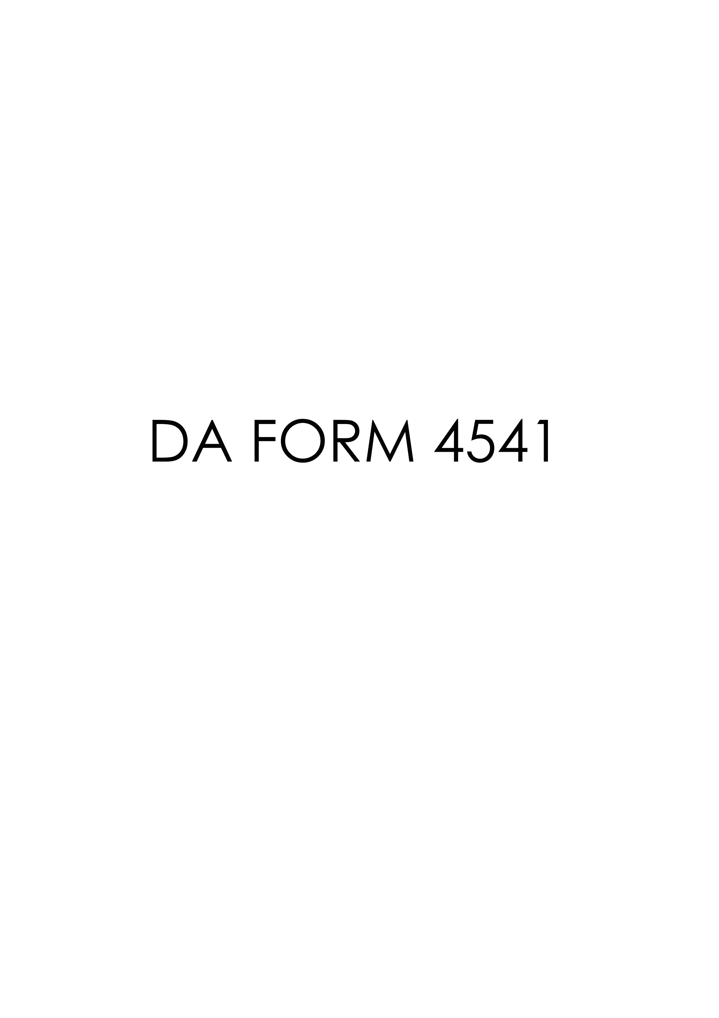 DA Form 4541 form preview