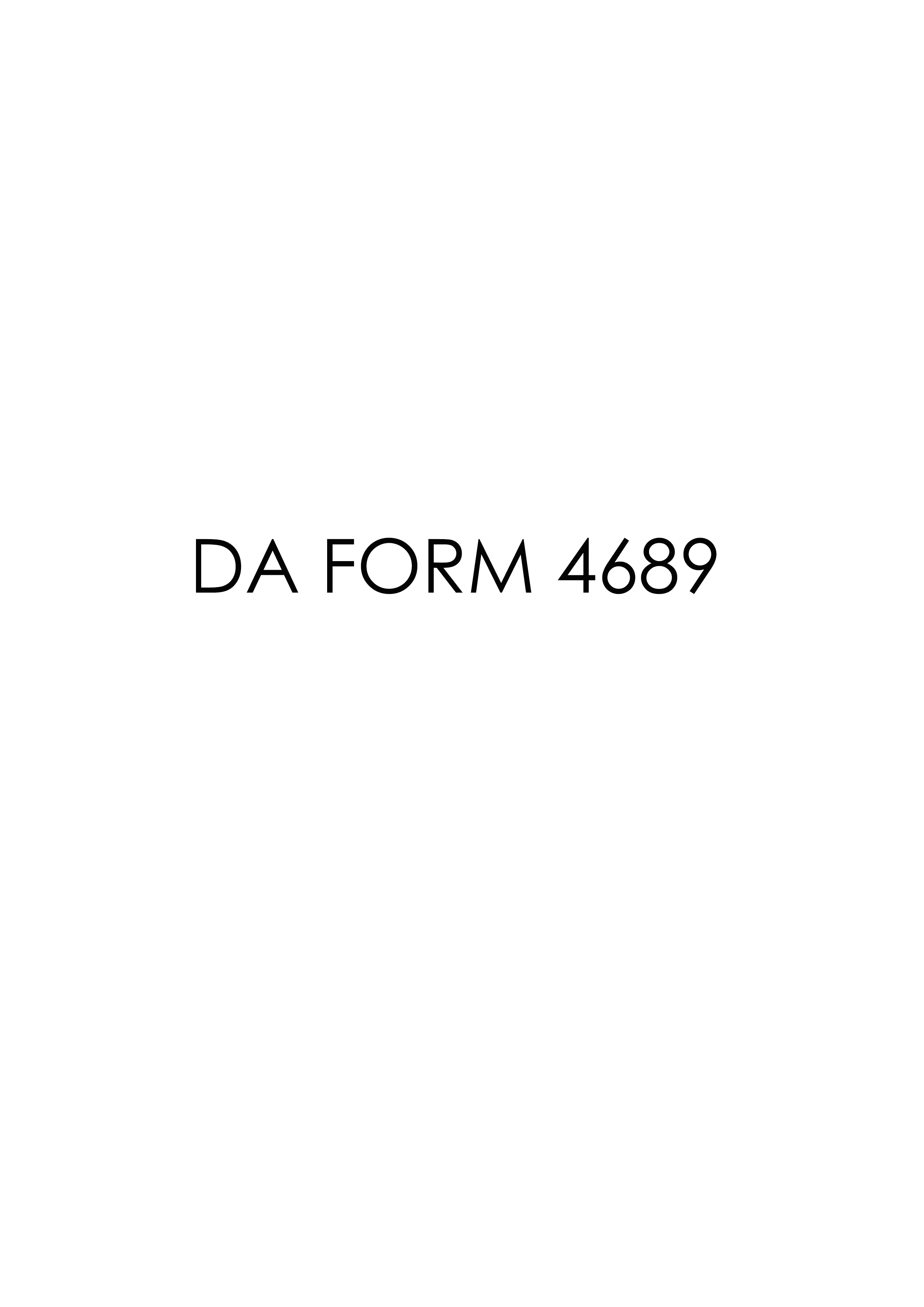 DA Form 4689 form preview