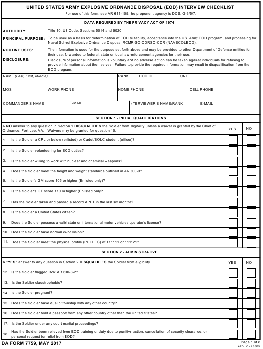 DA Form 7759 form preview