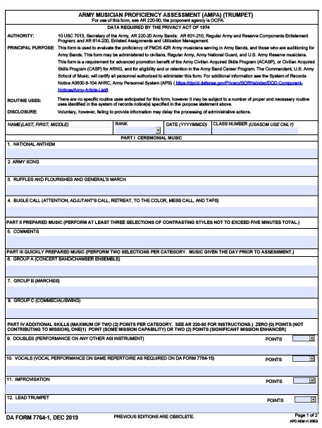 DA Form 7764-1 form preview