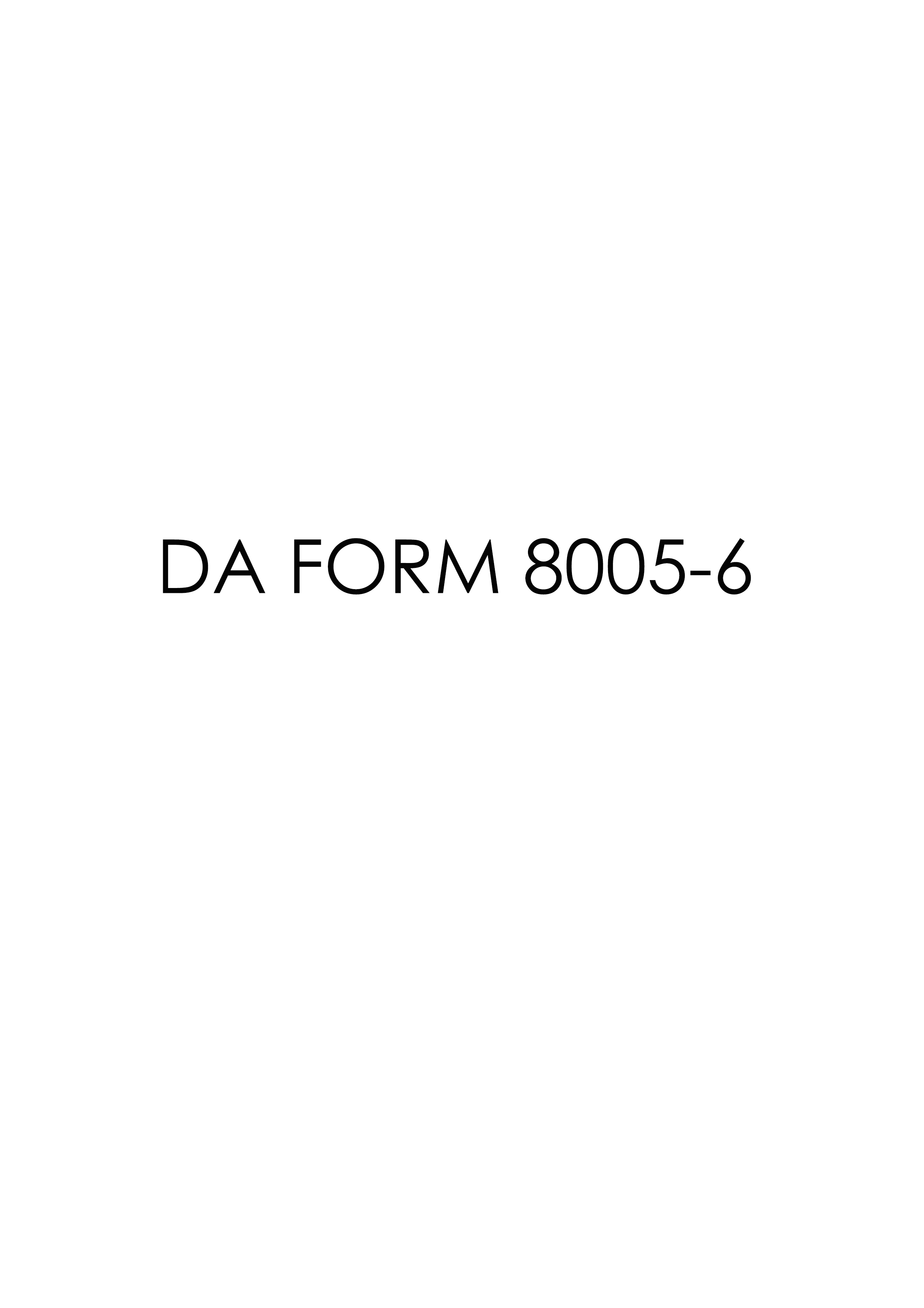 DA Form 8005-6 form preview