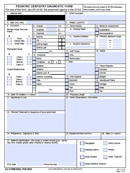 DA Form 8006 form preview